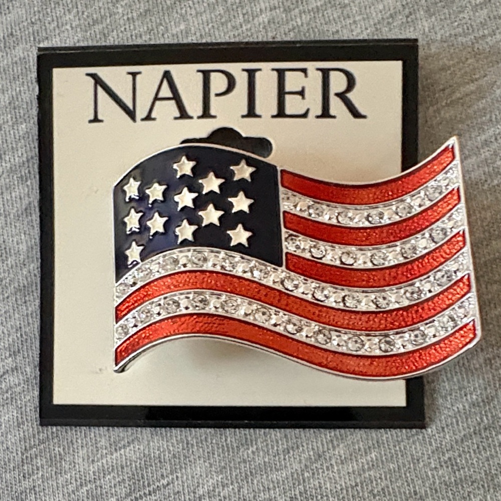 NAPIER Patriotic Flag Pin with Sparkling Accents